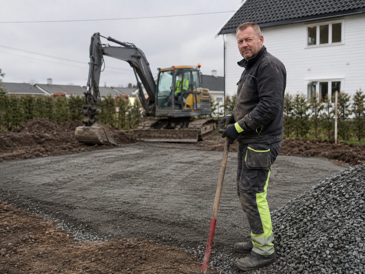 Klargjort og planert tomt klar for bygging i Sande